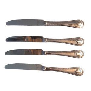 Lenox French Perle 4 Piece Dinner Knives Set 18/10 Stainless Steel Flatware